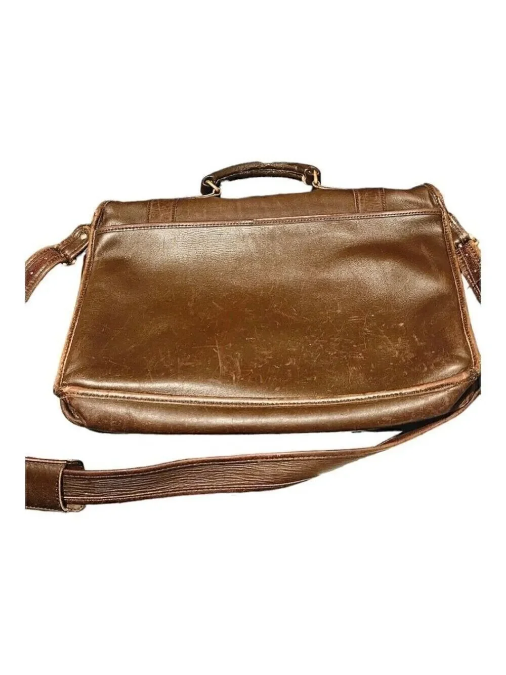 Coach Unisex Brown Leather Adjustable Shoulder Strap Flap Closure Messenger Bag